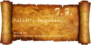 Tallér Hajnalka névjegykártya